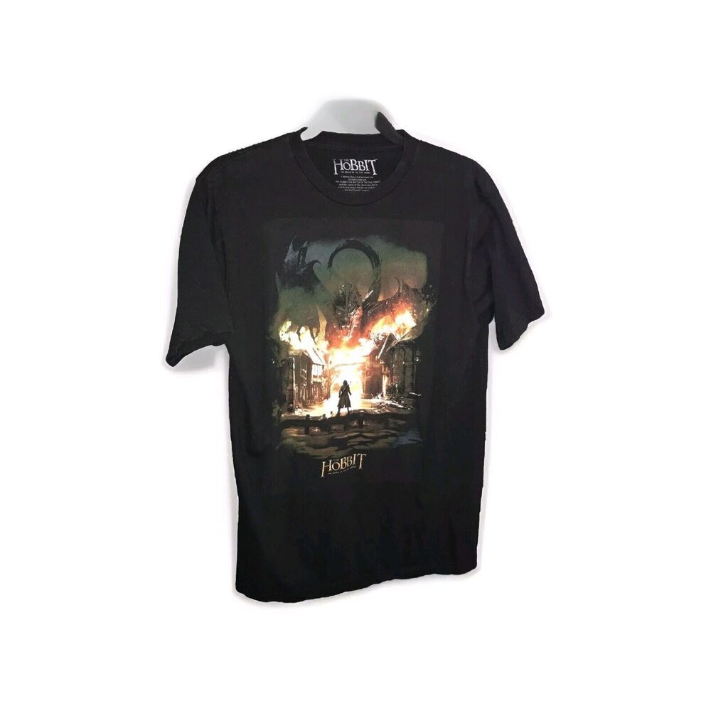 The Hobbit T-shirt Battle of‎ the Five Armies Medium T-Shirt Black Dragon Fire